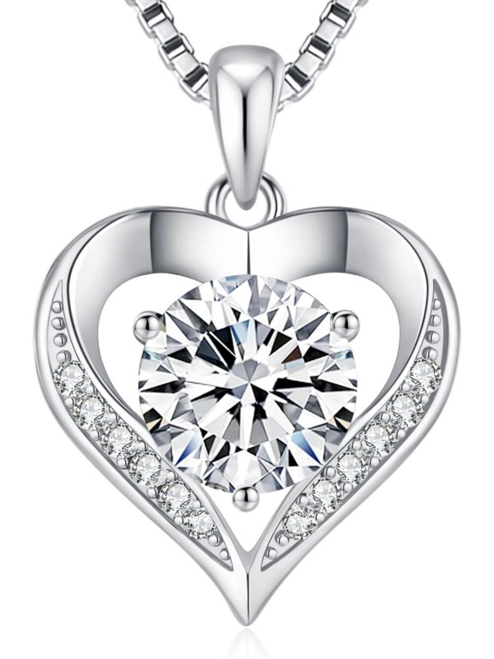 Elegant Moissanite Heart Necklace in 925 Sterling Silver - Perfect Gift for